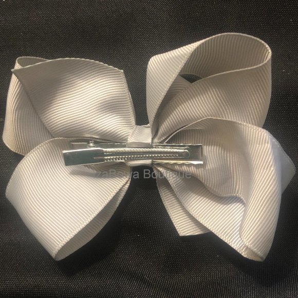 Light Silver 4" Boutique Bow HANDCRAFTED -kids- - Picture 2 of 3